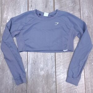Gymshark Cropped Sweatshirt Womens S Blue Purple Training Raglan Pullover Top
